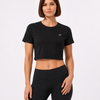 Slim Ribbed Crop Top T-Shirt Black